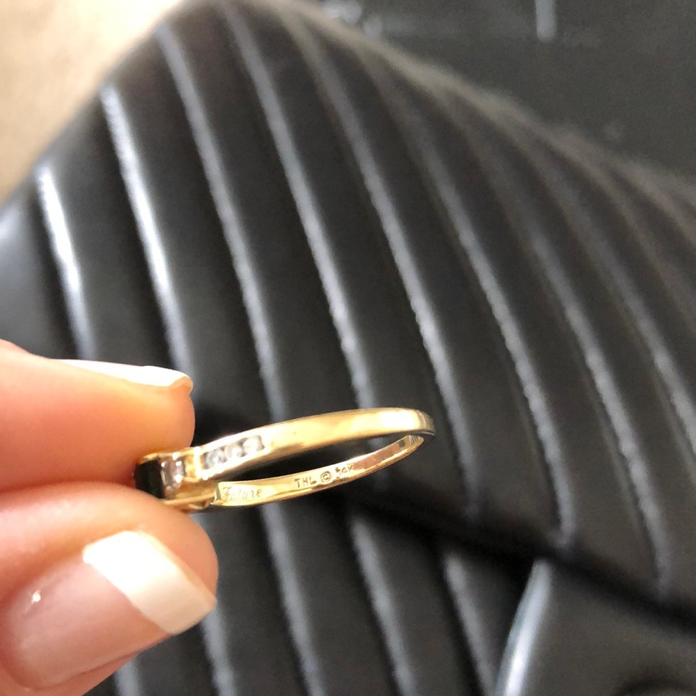 14 kt gold natural emerald and diamond ring. - Picture 16 of 16